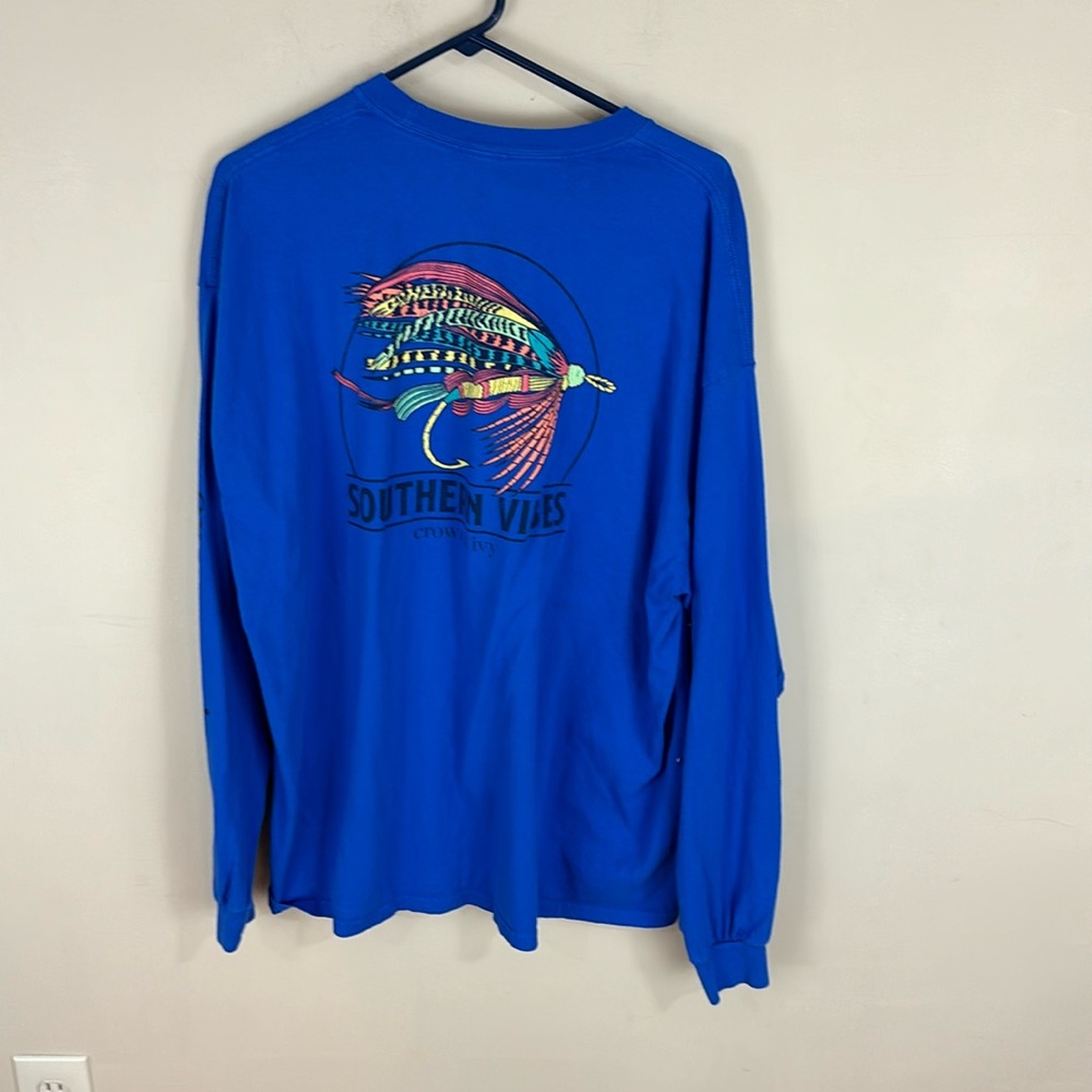 Crown & Ivy Blue Southern Vibes Fly Fishing Long Sleeve T-shirt Tee 2XL